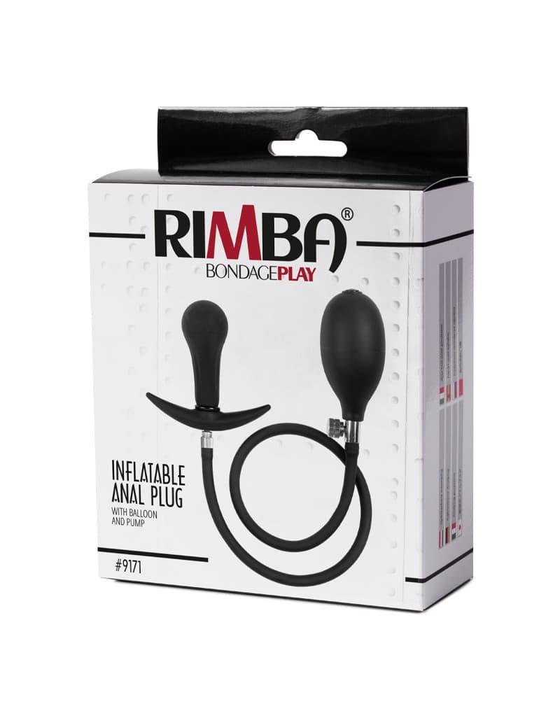 Rimba Latex Play - Opblaasbare Anaalplug met Pomp - Zwart 2