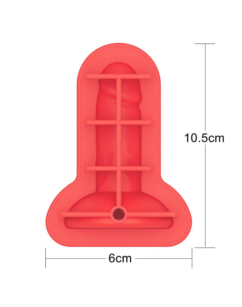 LoveToy - Mace Siliconen IJsblokjesvorm - Mini Penis - Rood 2