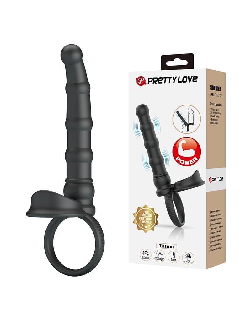 PL - Tatum - Anale vibrator met penisring - Zwart