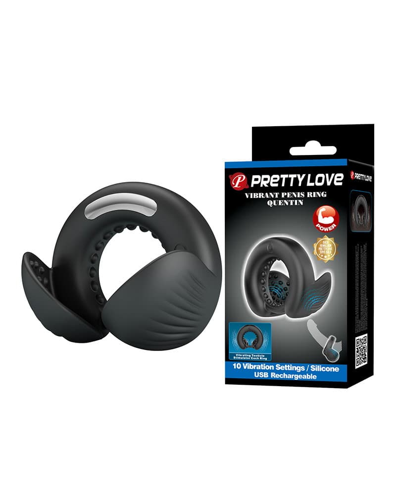 PL - Quentin - Vibrating Cock Ring with Dual Motor - Black