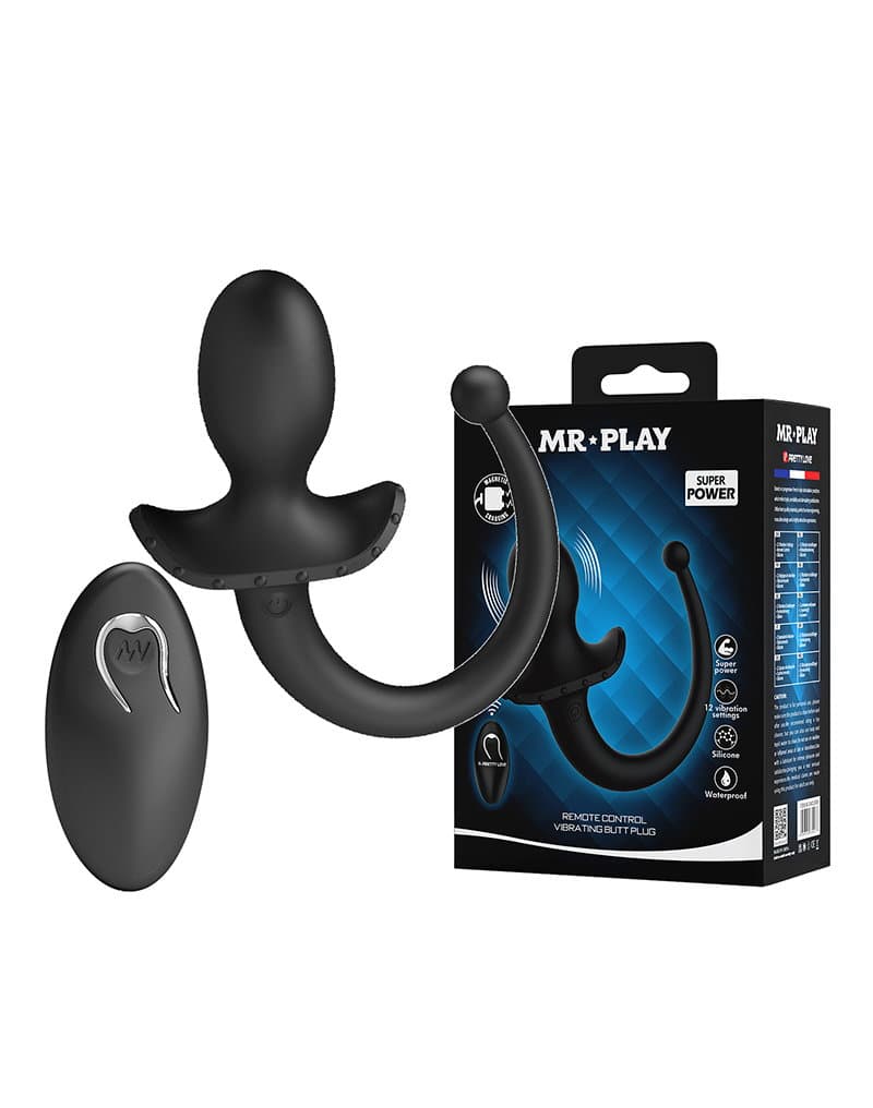 Mr. Play - Super Power - Buttplug met afstandsbediening - Zwart