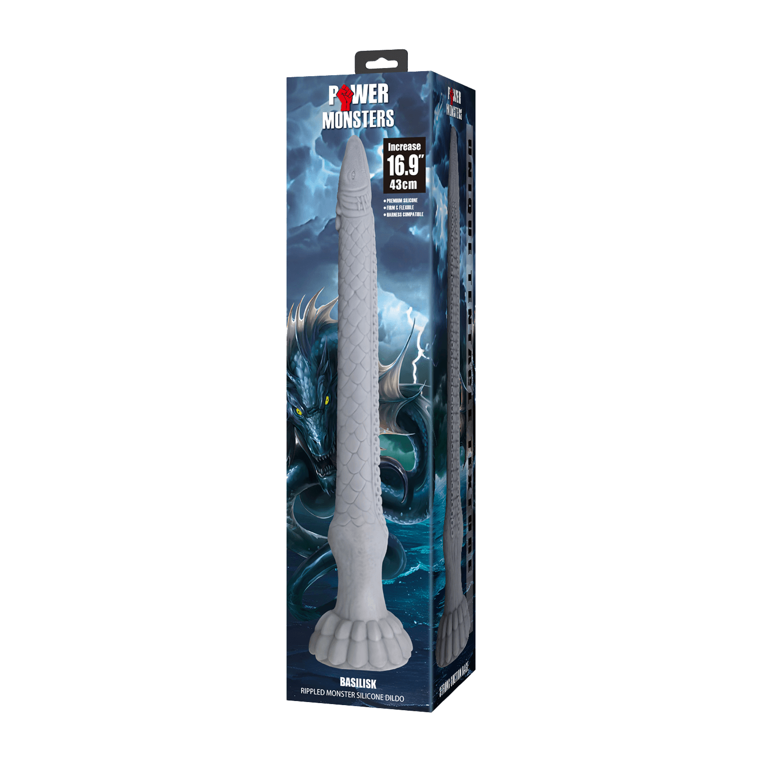 Power Monsters - Basilisk - Taps toelopende dildo - Mix Color 5