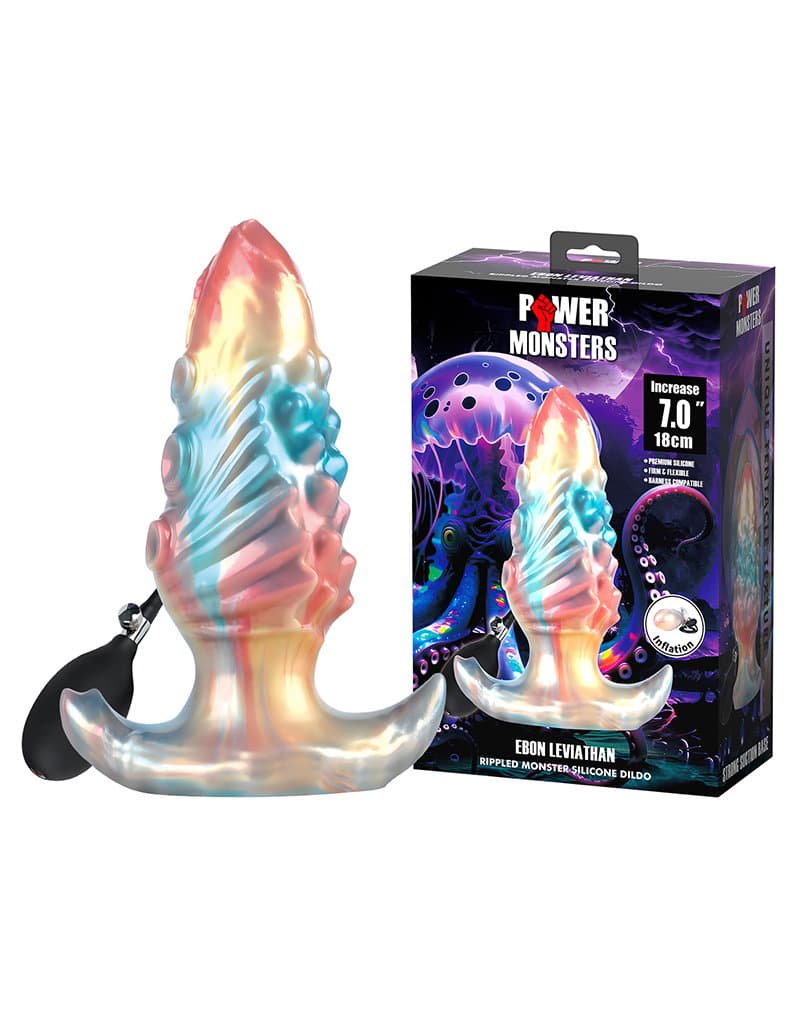Power Monsters - Ebon Leviathan - Opblaasbare anale plug - 18 cm - Mixkleur