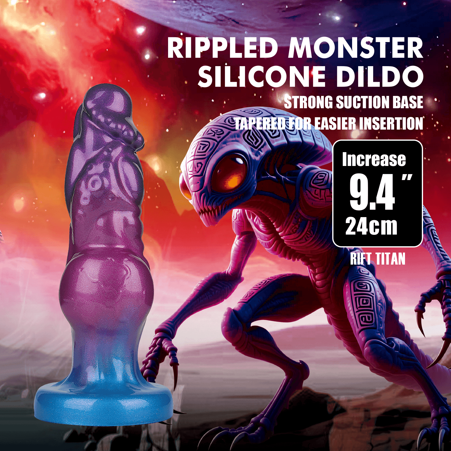 Power Monsters - Rift Titan - Opblaasbare Rippled Monster Dildo - 24 cm - Mix Color 7
