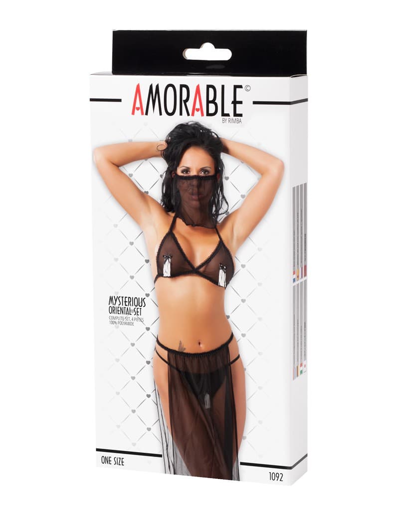 Amorable by Rimba - Buikdanseres set (4 delig) - One Size - Zwart 2