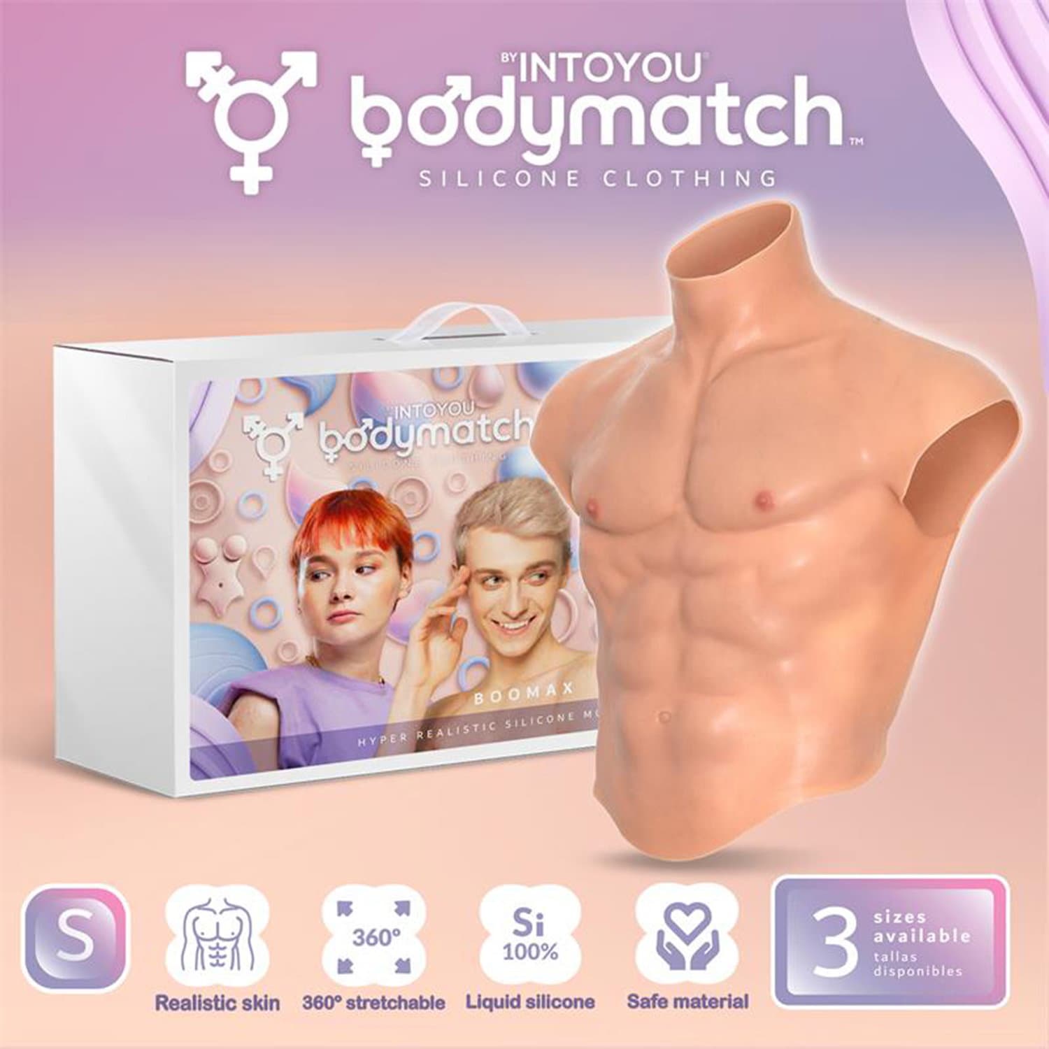 BODYMATCH - Boomax - Hyperrealistisch siliconen spierpak - Maat S - Huidskleur 4