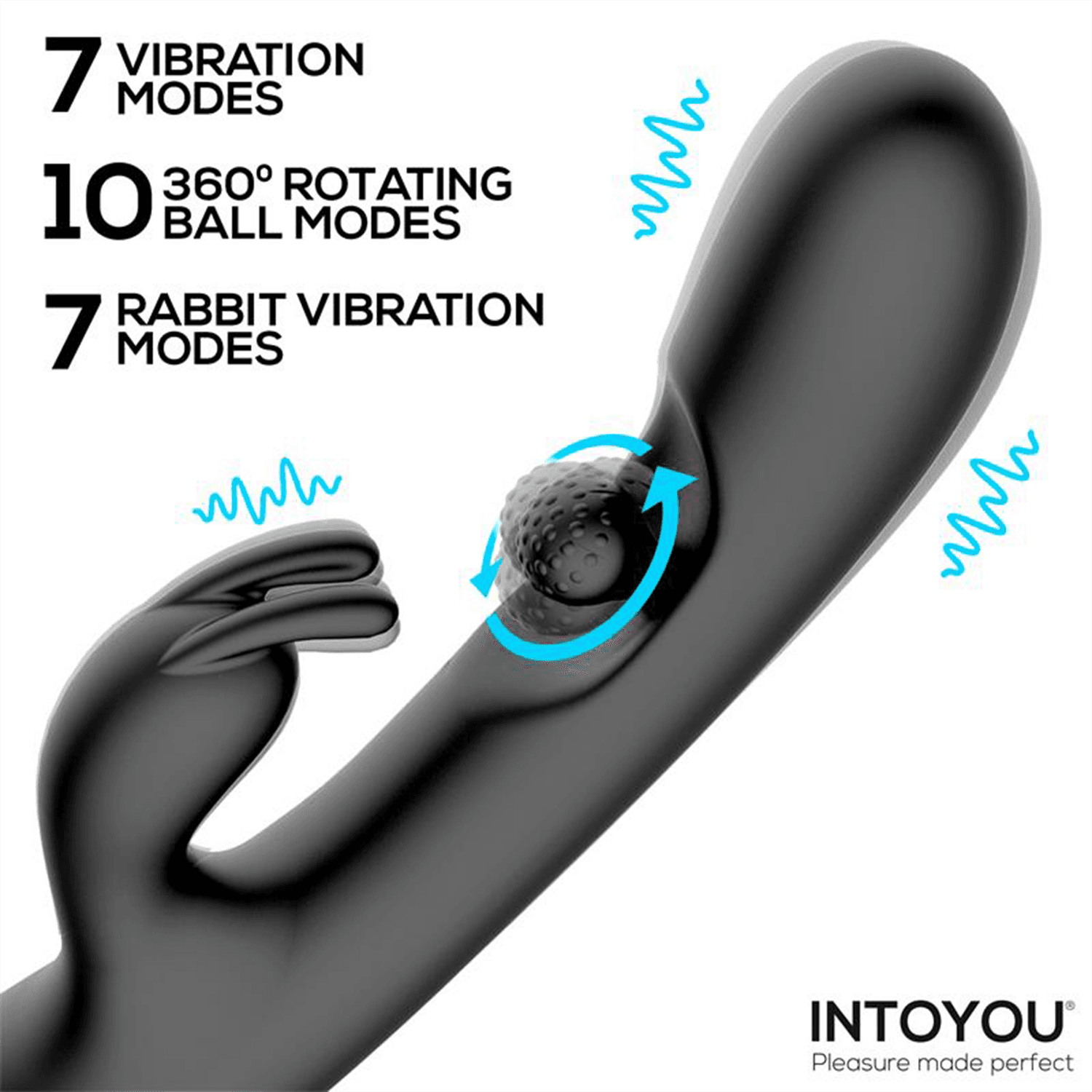 IY - Patty - Rabbit Vibrator met roterende bal - Zwart 2