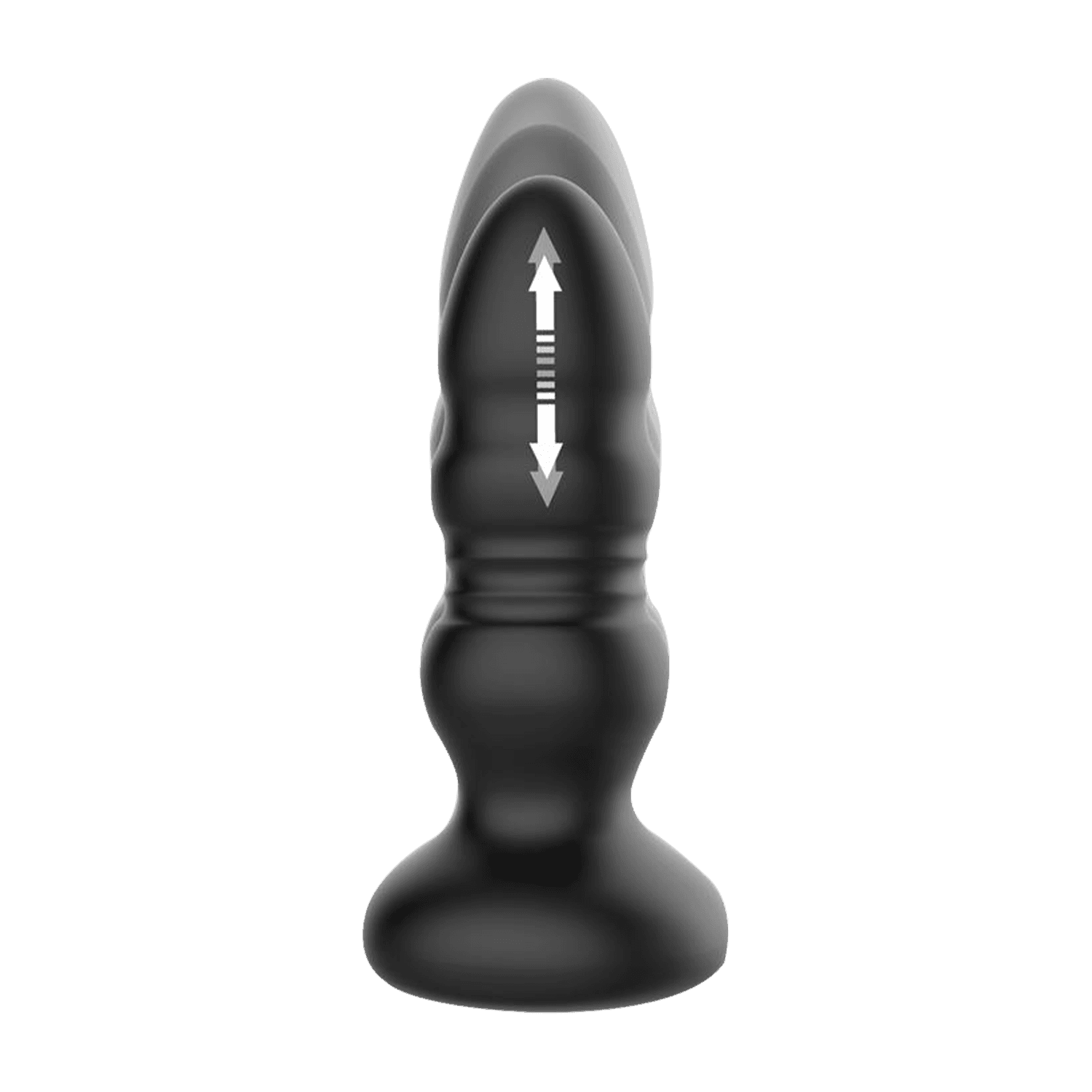 IY - Krax - Buttplug met vibratie, stootbeweging, LED-licht en afstandsbediening - Zwart 3
