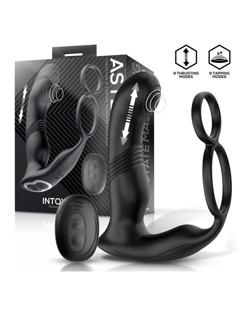IY - Astex - Stotende & kloppende prostaatmassager met afstandsbediening - Zwart