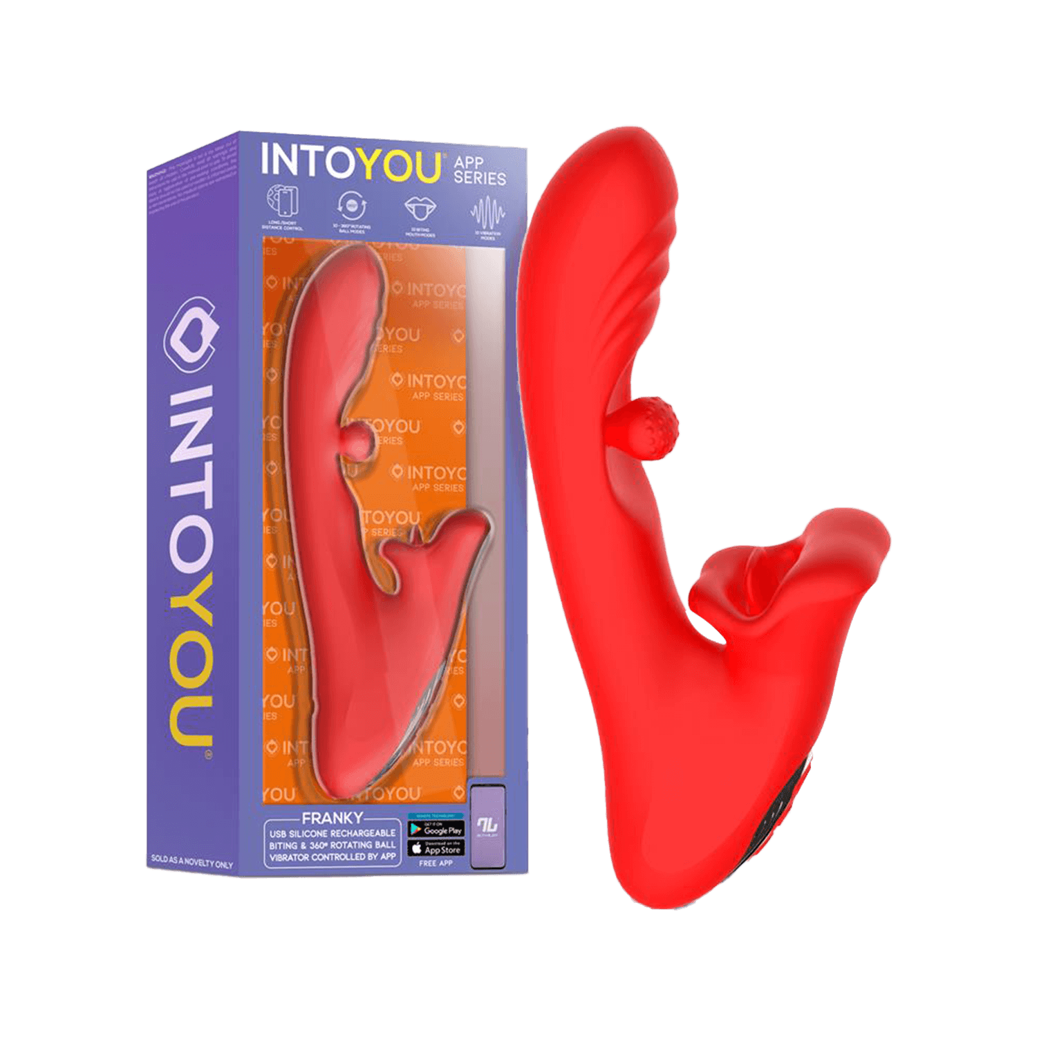 IY - Franky - Bijtende en roterende balvibrator met app-bediening - Rood 4