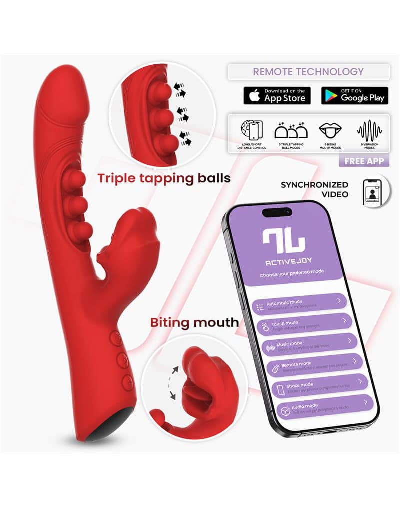 IY - Trixy - Triple Tapping mondvibrator met app-bediening - Rood