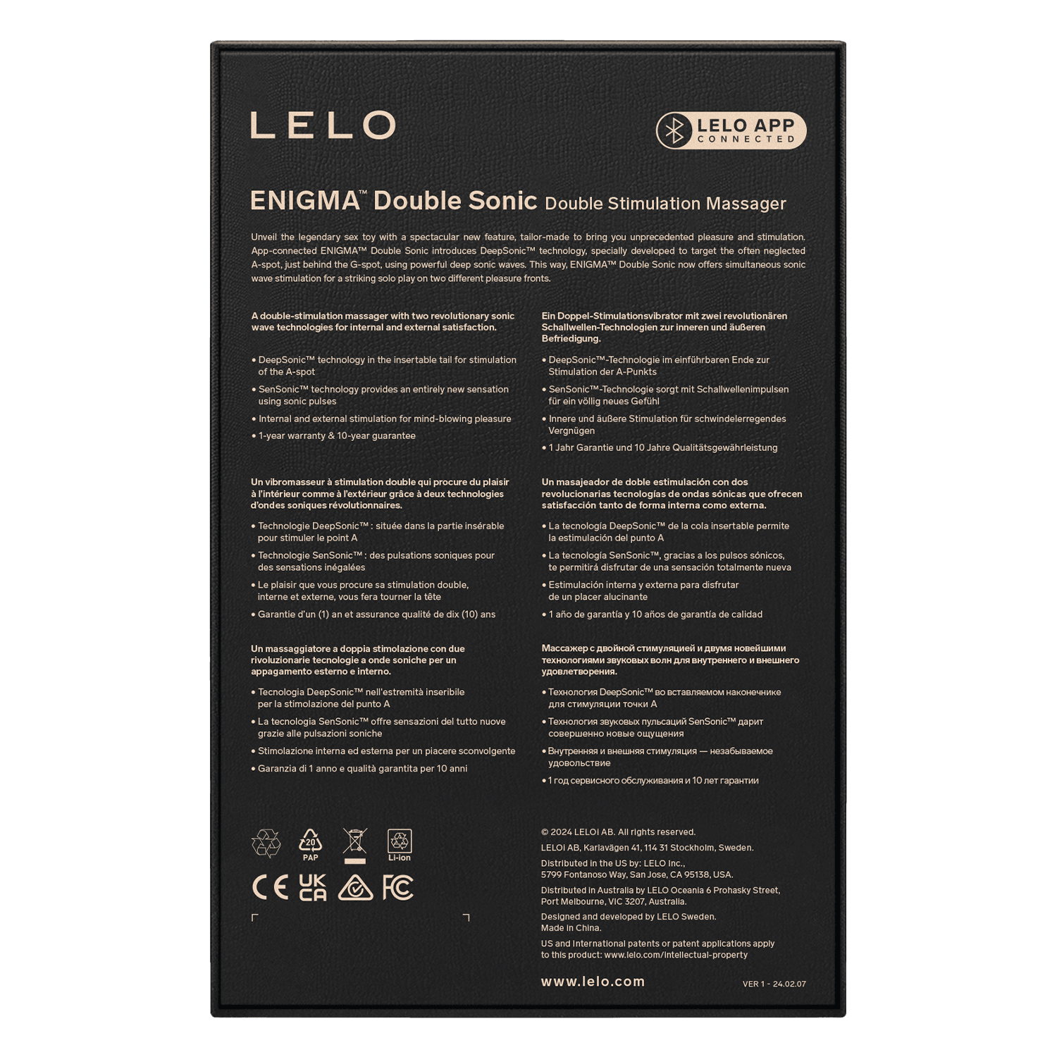 LELO - ENIGMA Double Sonic - Drievoudige stimulatie - App-bediening - Zwart 10
