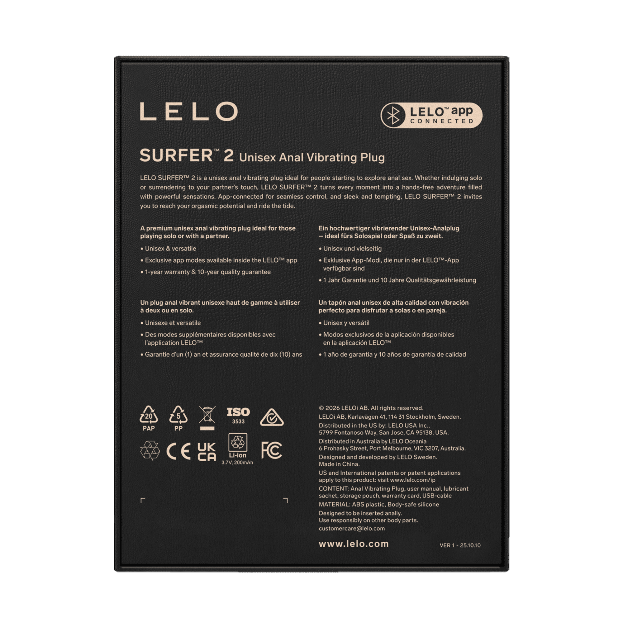 LELO Surfer 2 – Unisex vibrerende anale plug – Paars 5