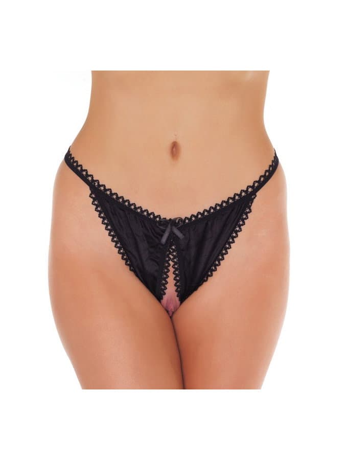 Amorable by Rimba - Open Tanga - One Size - Zwart (art. 1215)