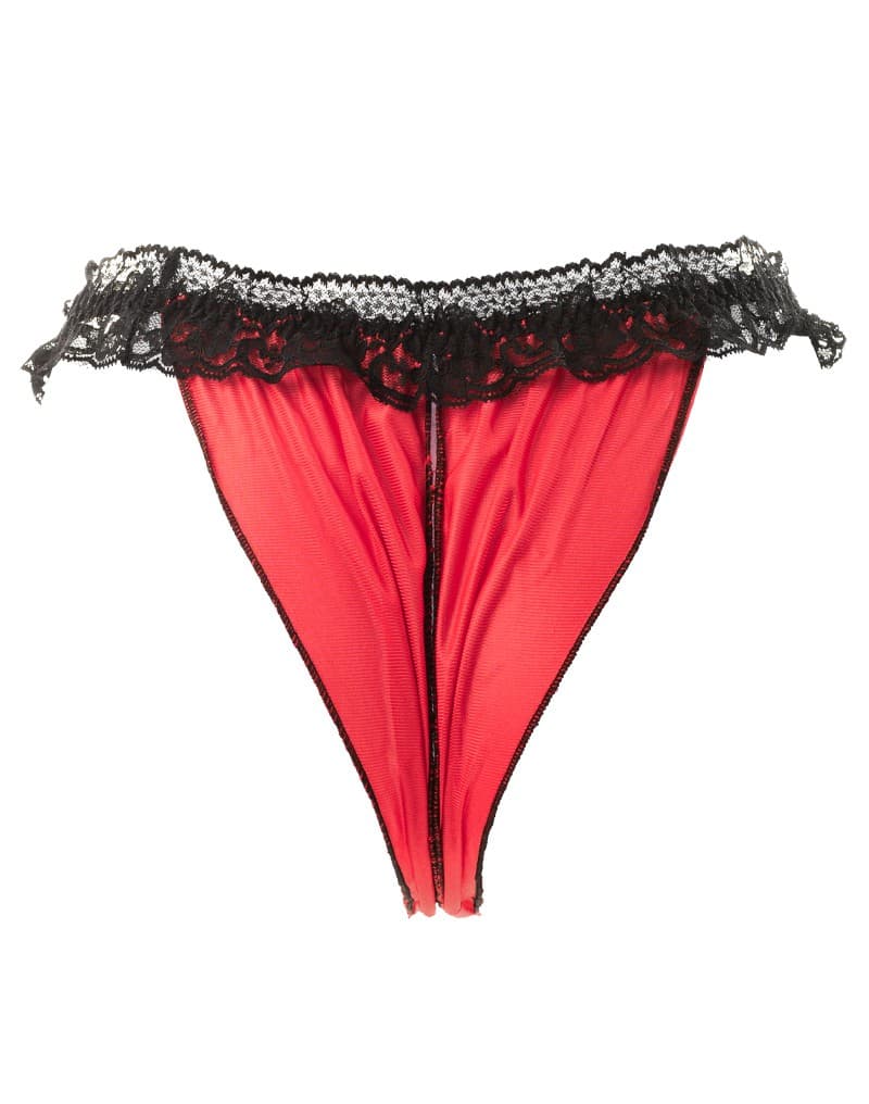 Amorable by Rimba - Open String - One Size - Zwart / Rood (art. 1224) 6
