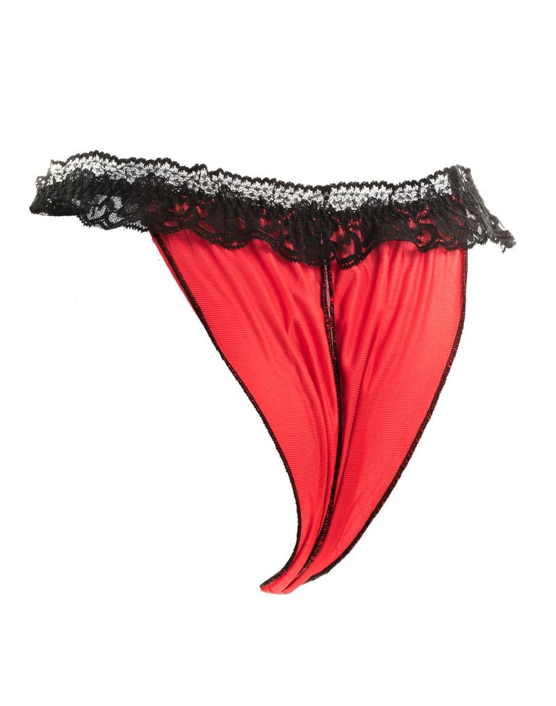 Amorable by Rimba - Open String - One Size - Zwart / Rood (art. 1224) 7