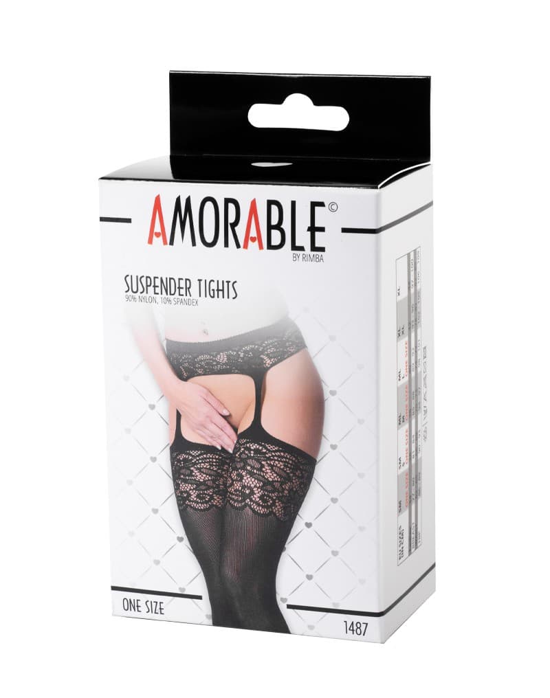 Amorable by Rimba - Panty met Jarretelles - One size - Zwart 2