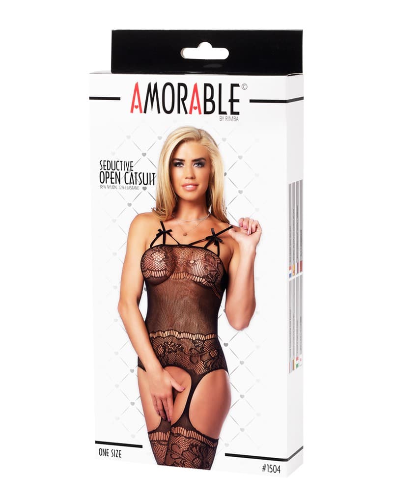 Amorable by Rimba - Open Catsuit - One Size - Zwart (art. 1504) 2