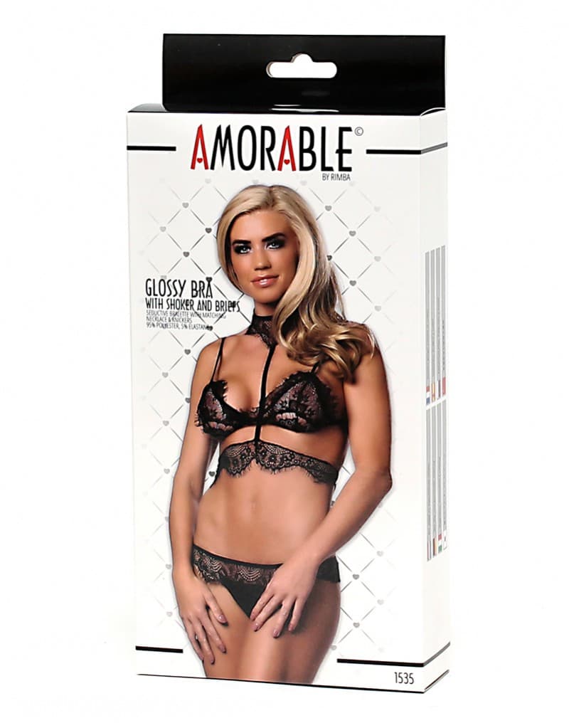 Amorable by Rimba - BH met bijpassende slip en choker - Zwart 2