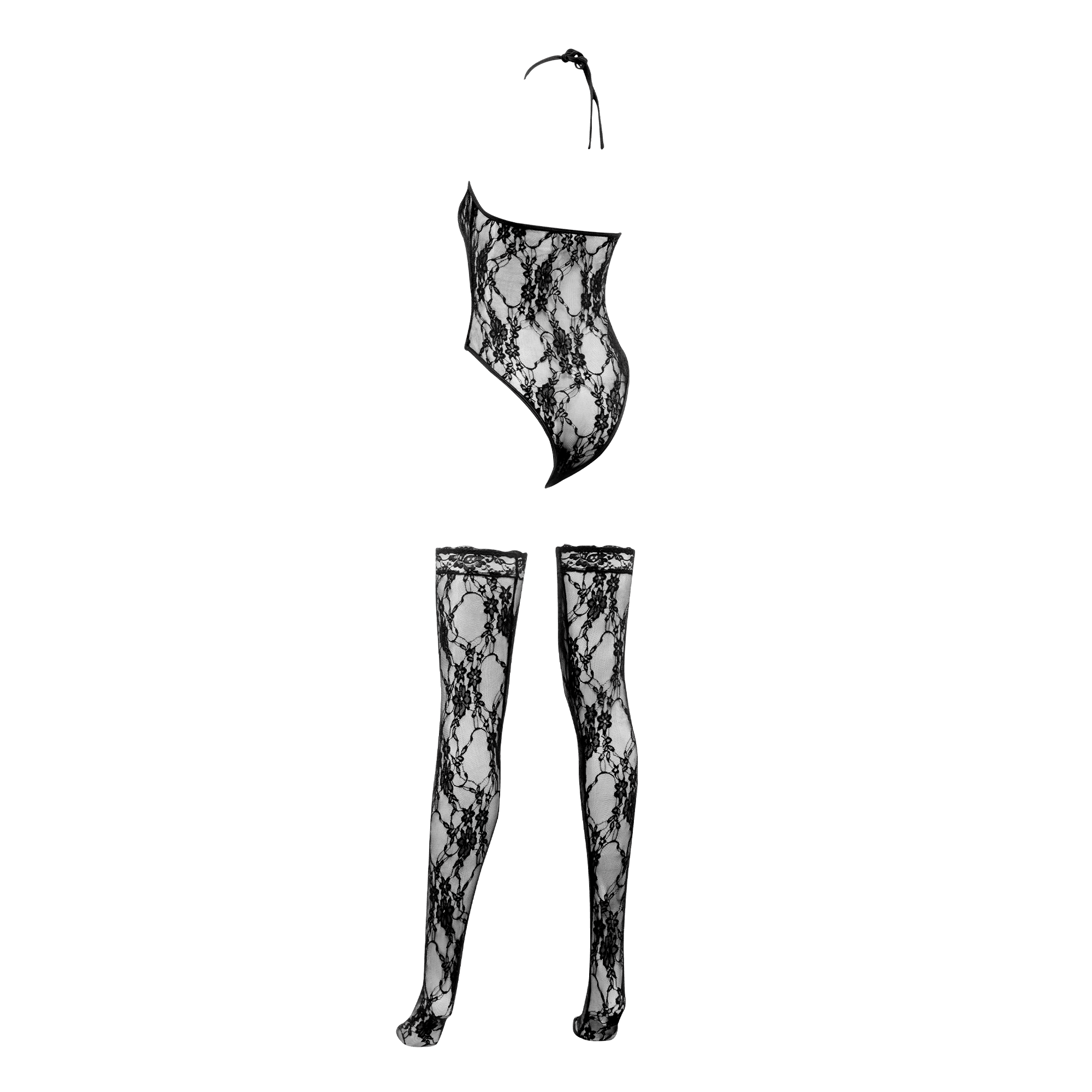 Amorable by Rimba - Bodystocking met kousen - One Size - Zwart 6