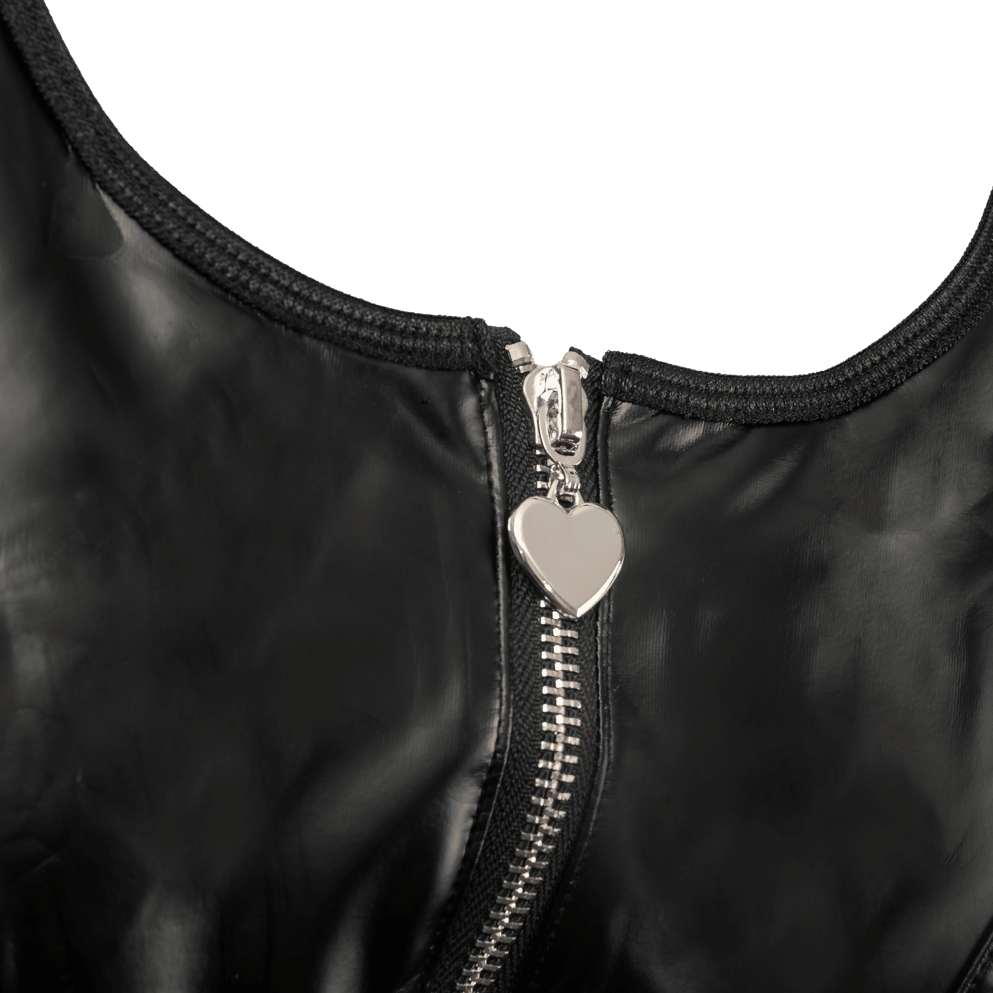 Amorable by Rimba - Wetlook Jurk met Gouden Rits - Zwart, Goud 7