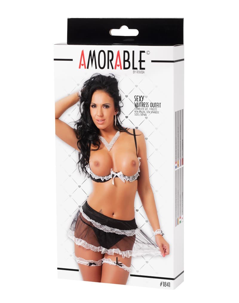 Amorable by Rimba - Serveester Uniform (7-delig) - Zwart / Wit 2