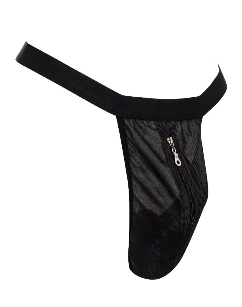 Amorable by Rimba - String met ritssluiting - One Size - Zwart (art. 1912) 5