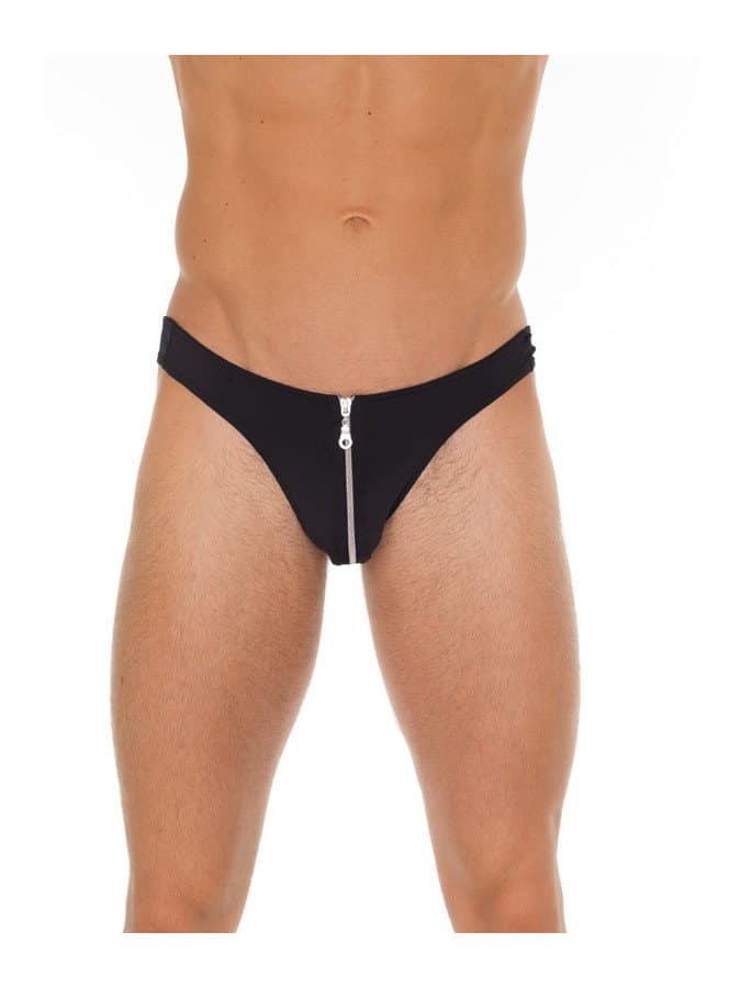 Amorable by Rimba - String met ritssluiting - One Size - Zwart (art. 1922)