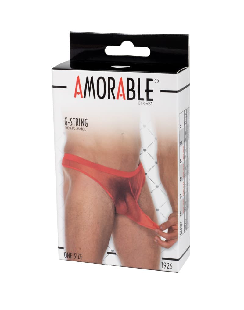 Amorable by Rimba - Doorzichtige string met tuit - One Size - Rood 2