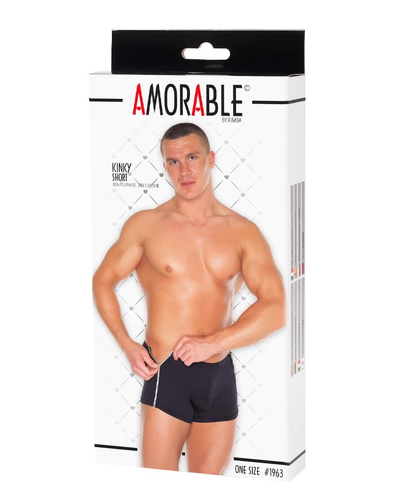 Amorable by Rimba - Boxershort met 2 ritsen - One Size - Zwart 2