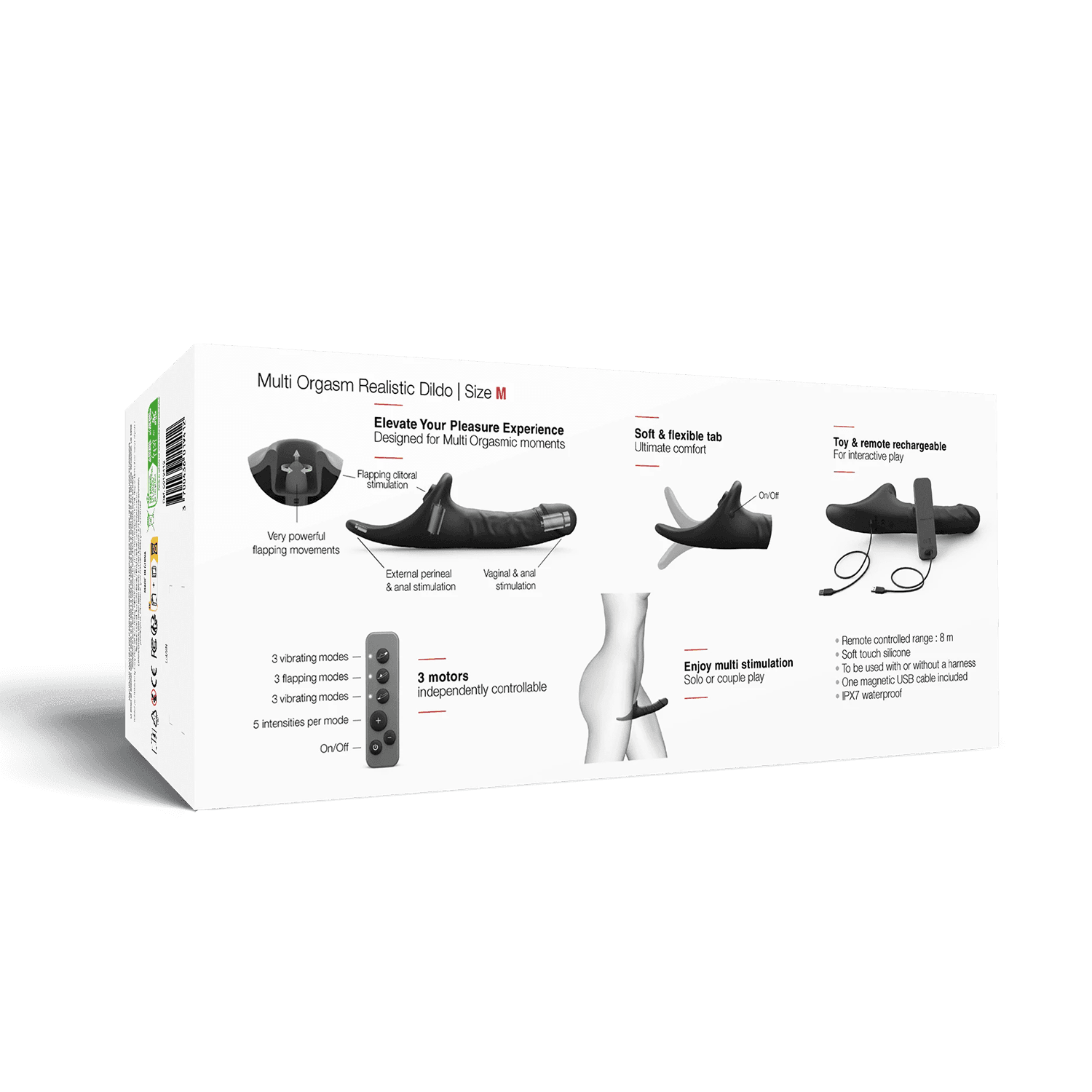 Strap-On-Me - Multi Orgasm Realistic Dildo - Maat M - Zwart 3