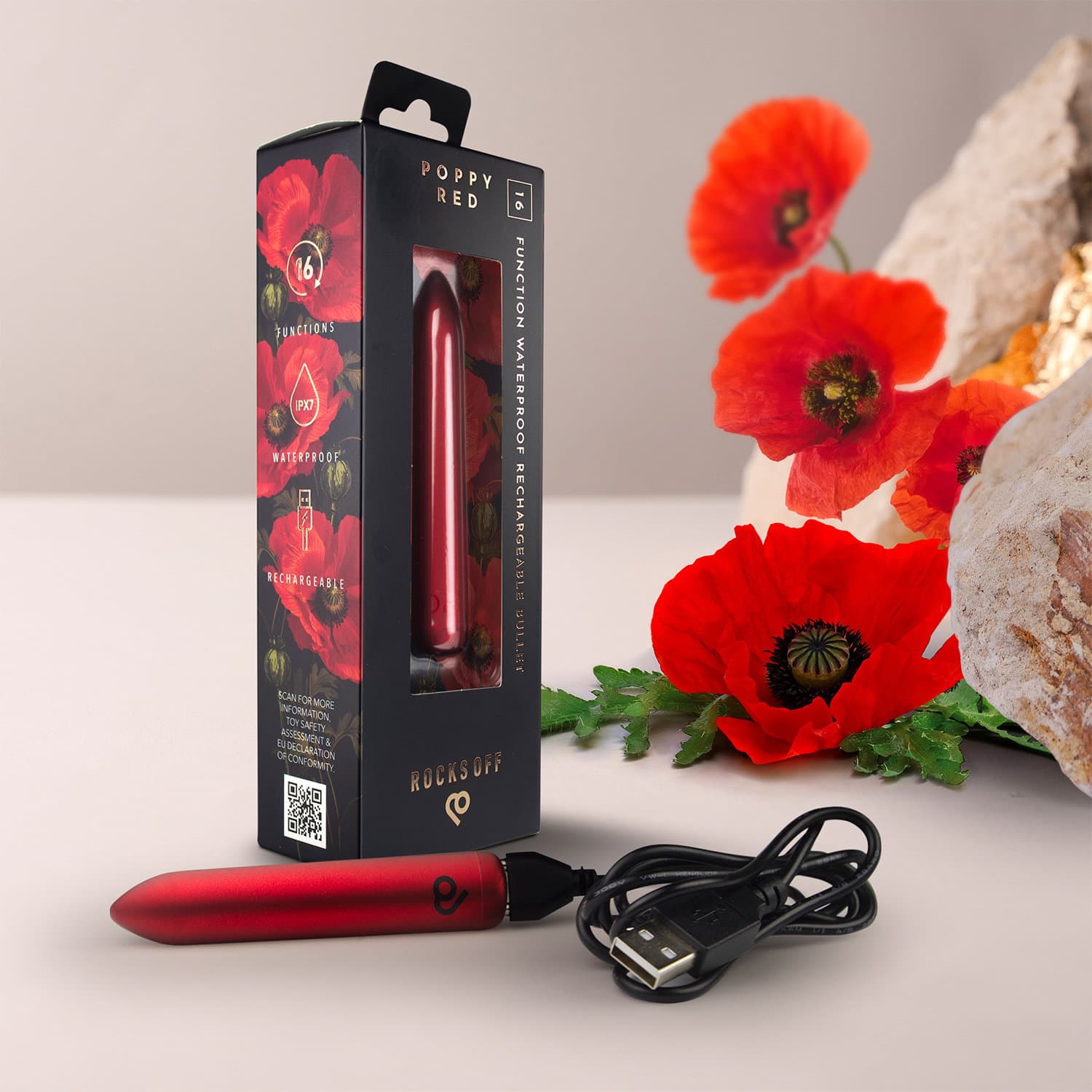 Rocks-Off - Oplaadbare Bulletvibrator - Klaproosrood 10