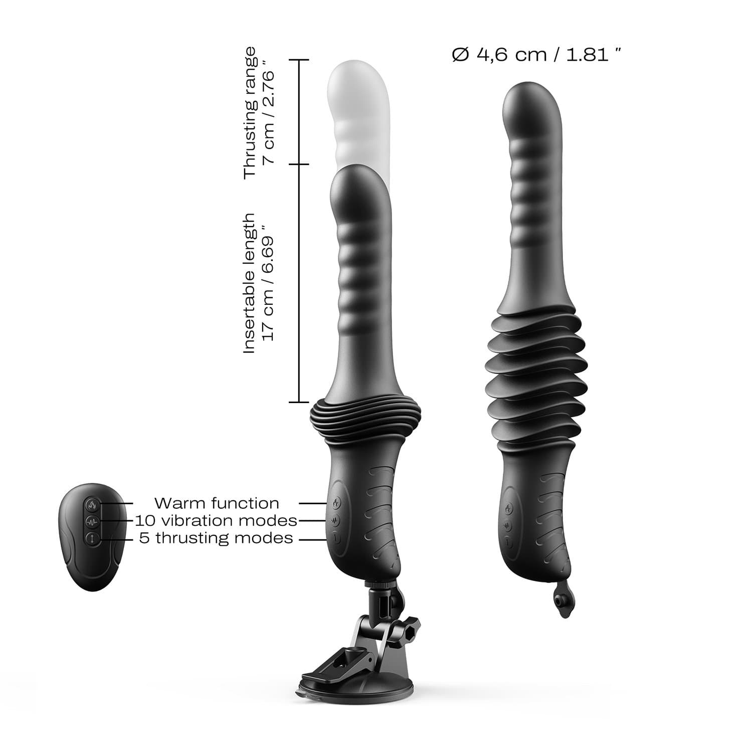 Dorcel - Deep Orgasm - Thrusting Vibrator - Zwart 8