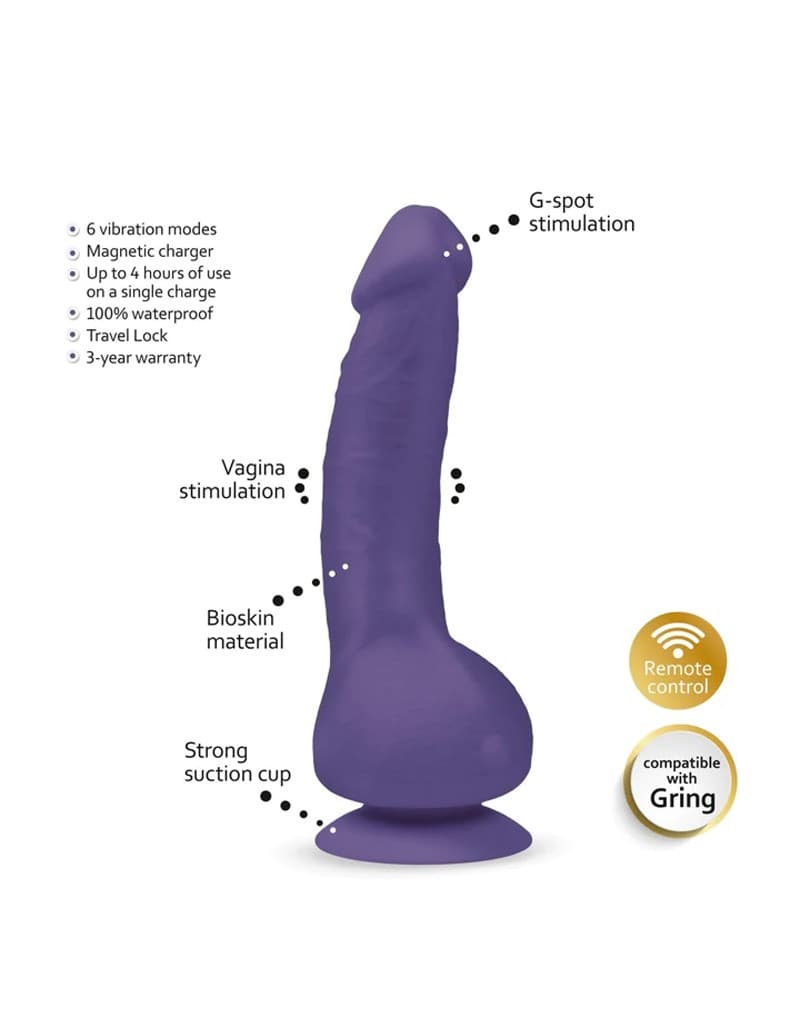 Gvibe - GReal 2 - Vibrerende Dildo - Paars 4