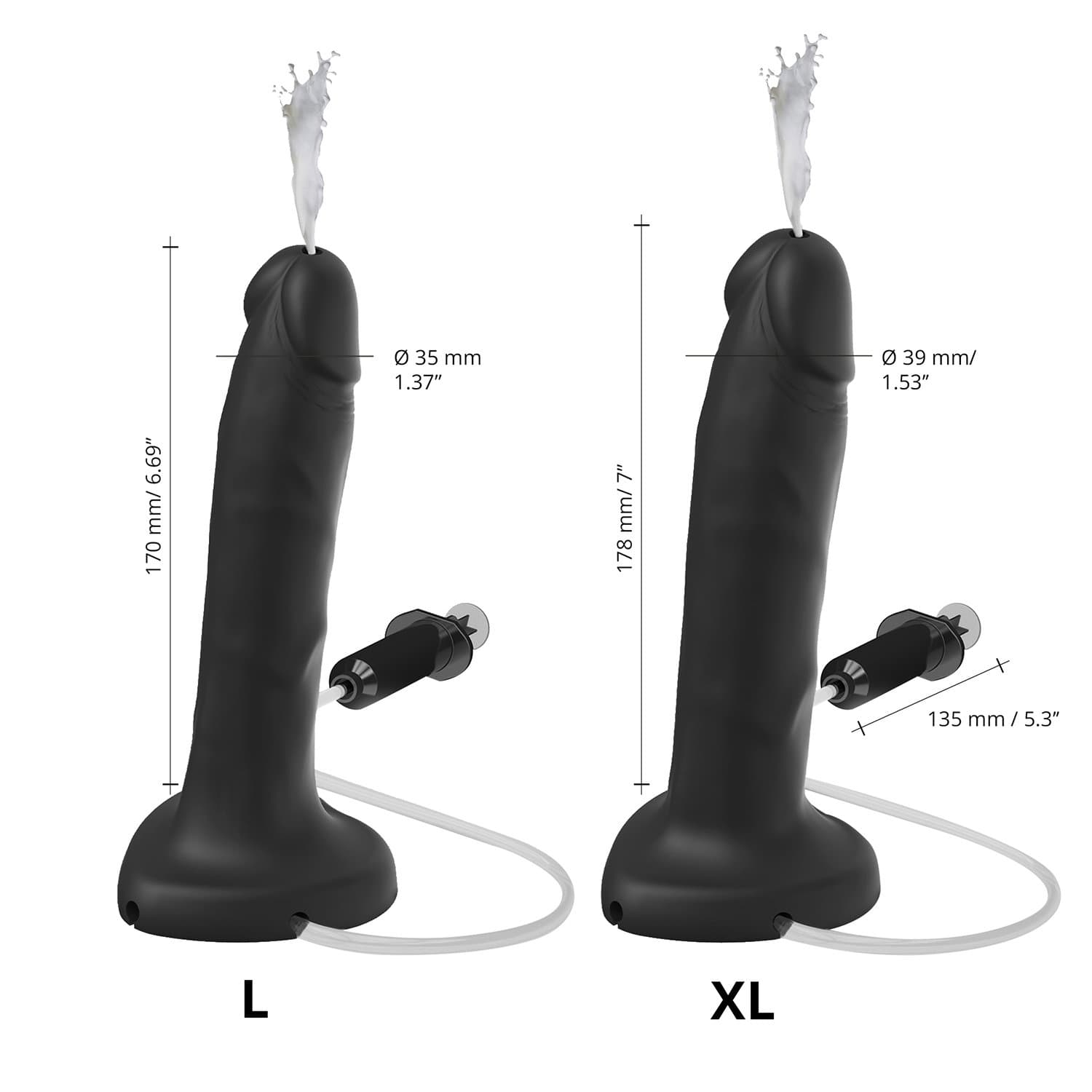 Strap-On-Me - Squirting Cum Dildo Realistic - Size XL - Black 5