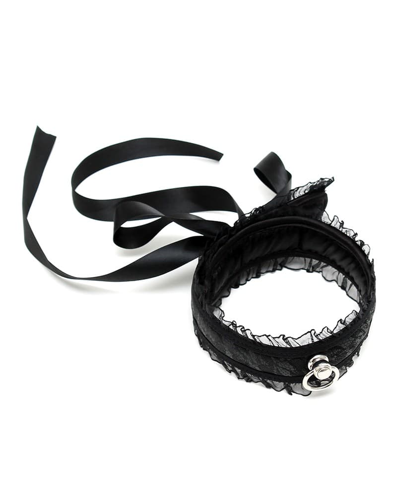 Rimba Bondage Play - Satijn Look Kraag - One Size - Zwart 3