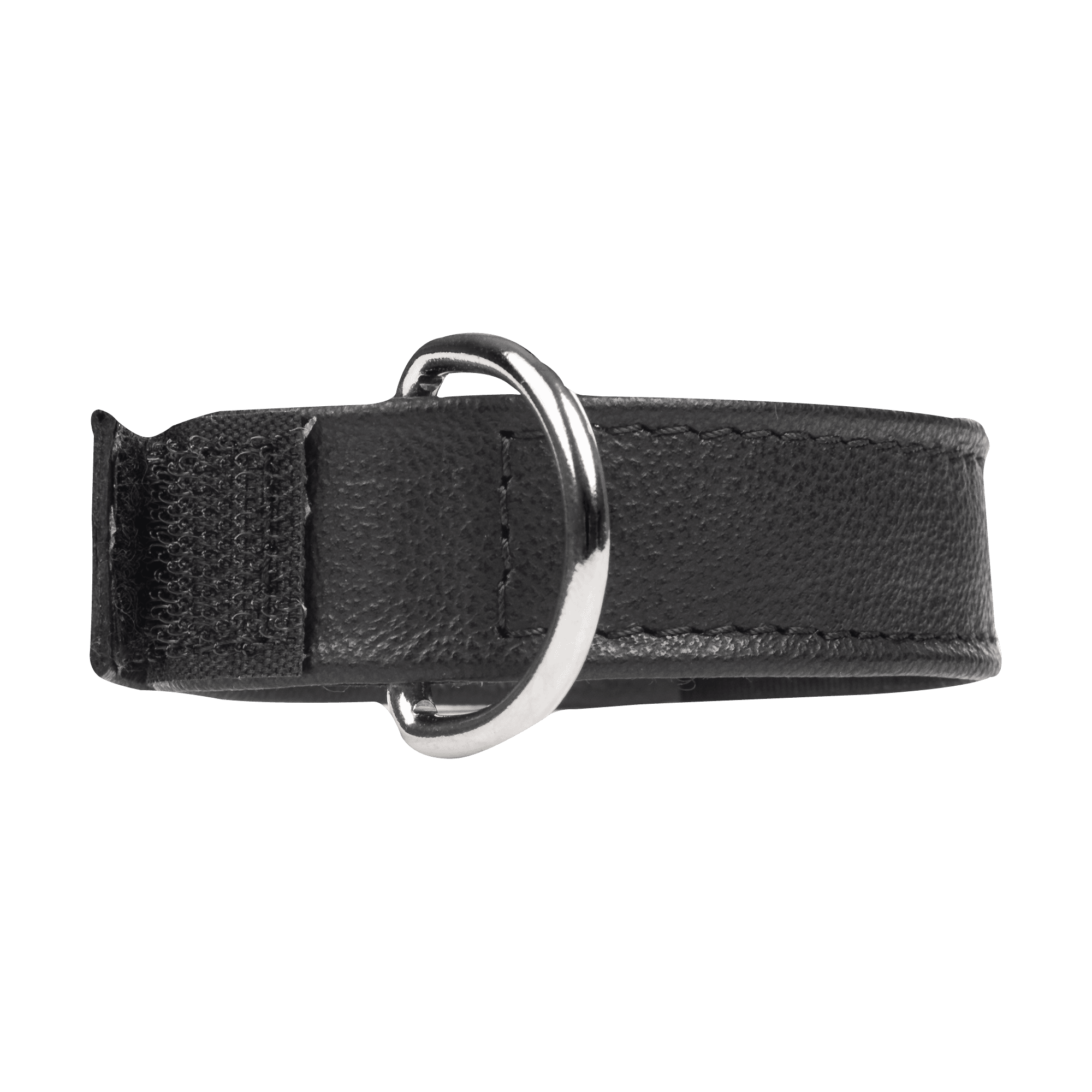 Rimba Bondage Play - Lederen Halsband met Klittenband - Zwart 6