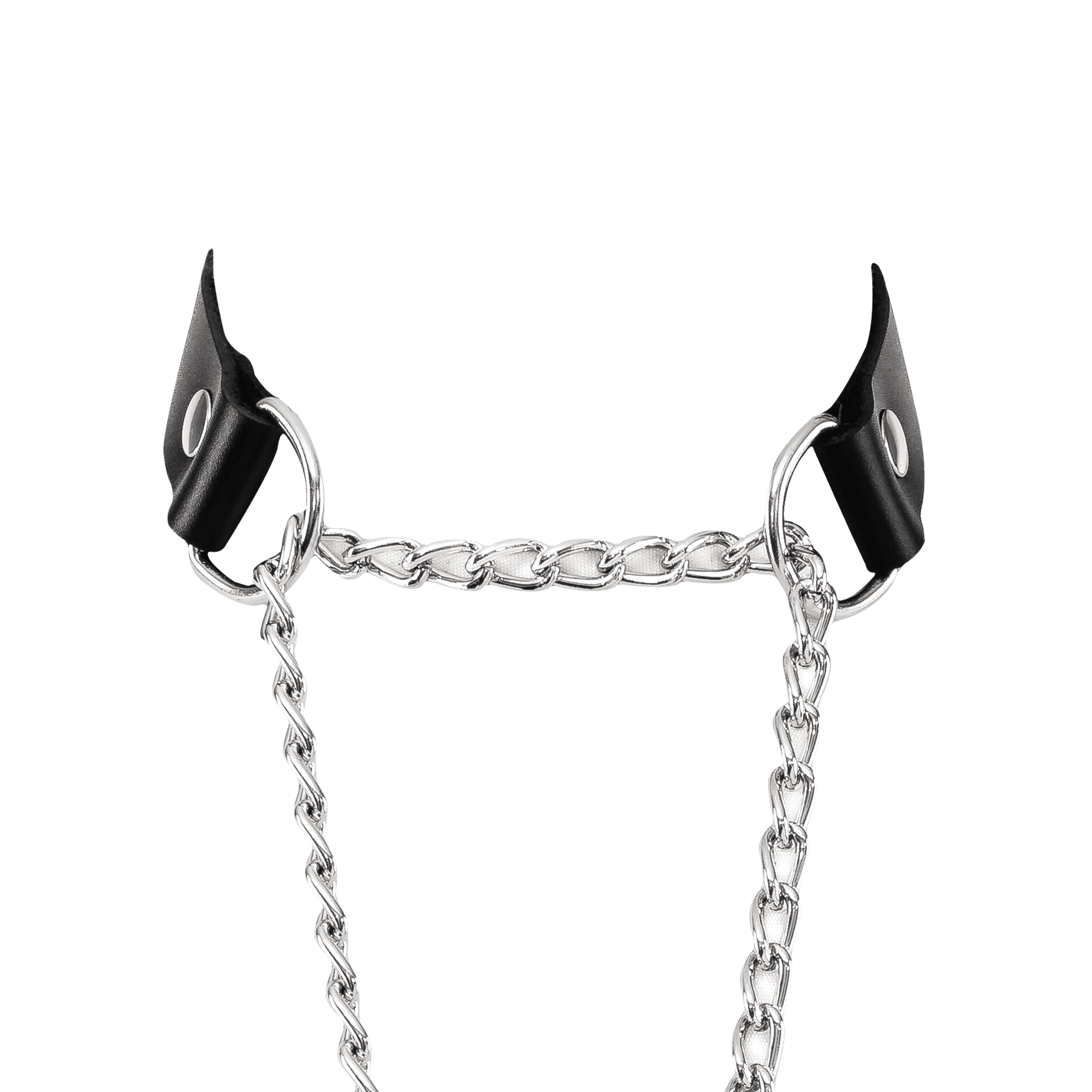 Rimba Bondage Play - Lederen Wurghalsband met Hangslot - Zwart & Zilver 4