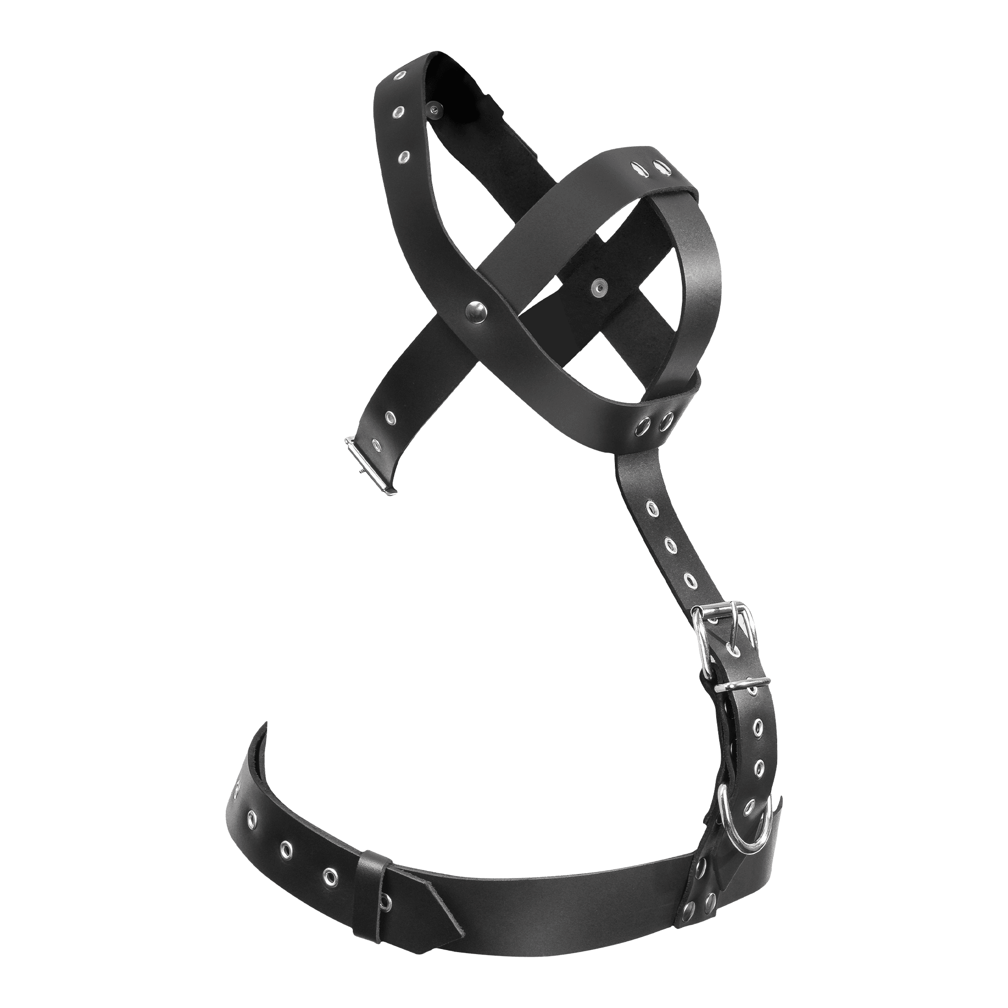 Rimba Bondage Play - Lederen Fixatieharnas - Zwart 5