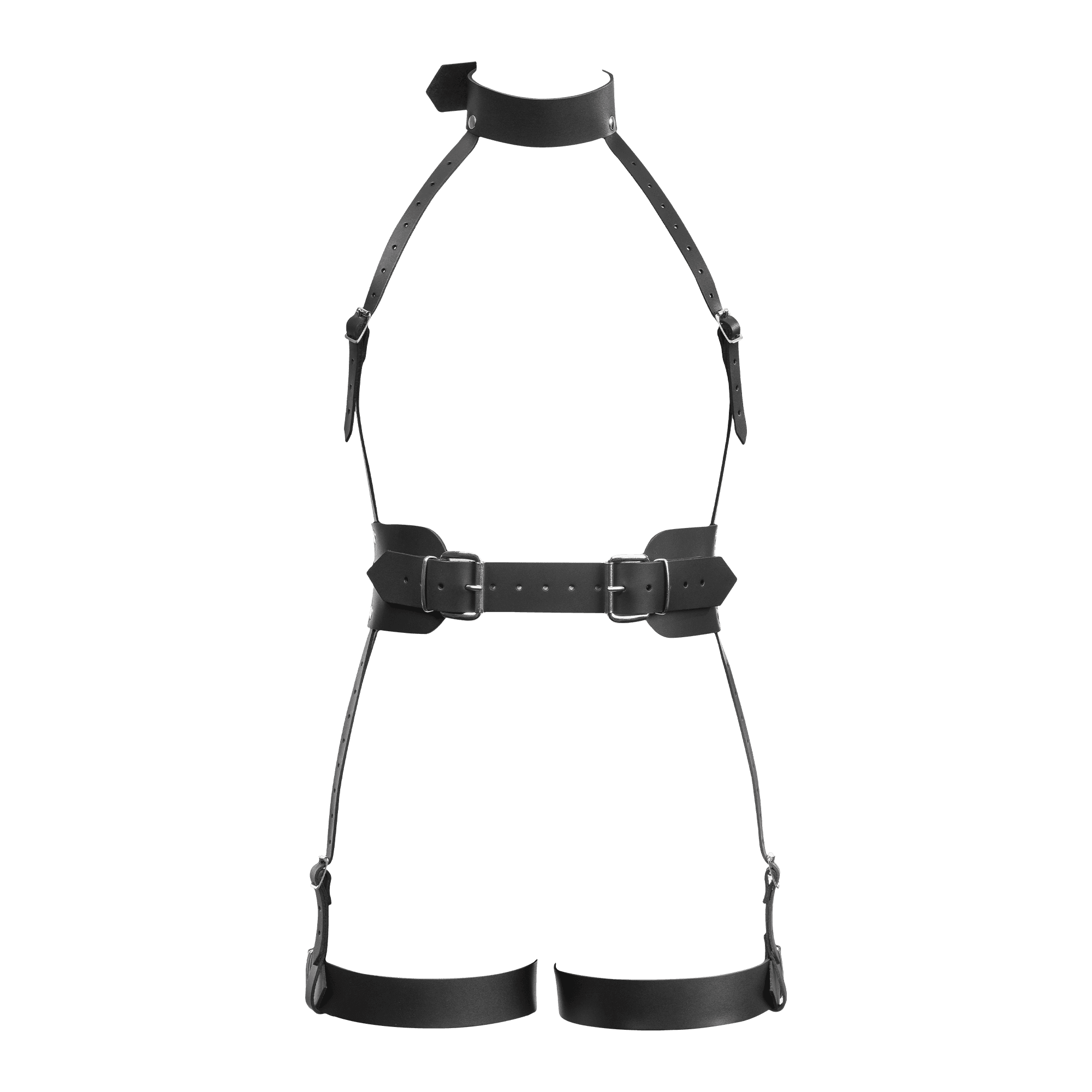Rimba Bondage Play - Lederen Full Body Bondage Harnas - Zwart 4
