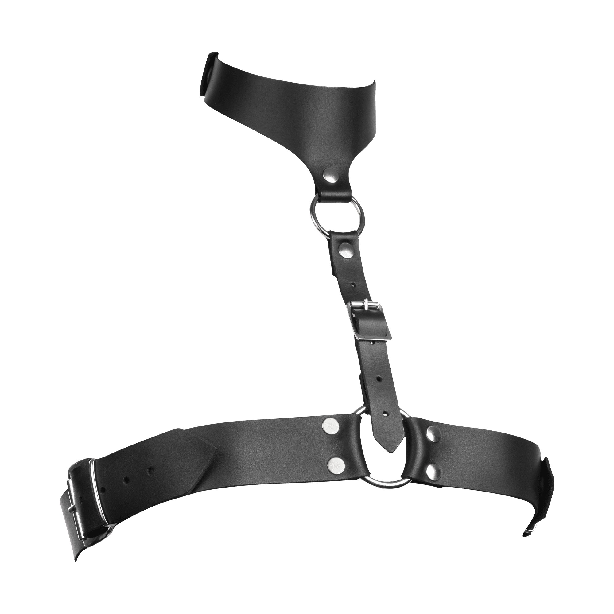 Rimba Bondage Play - Lederen Borstharnas met Halsband - Zwart (art. 8257) 5