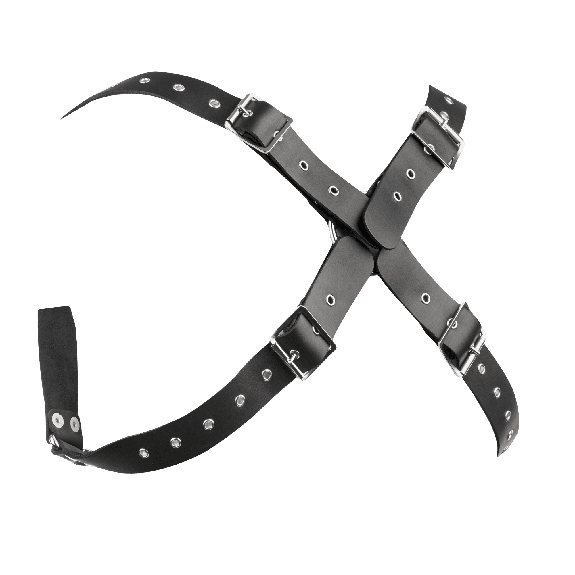 Rimba Bondage Play - Lederen Borstharnas met Kettingen - Zwart & Zilver 6