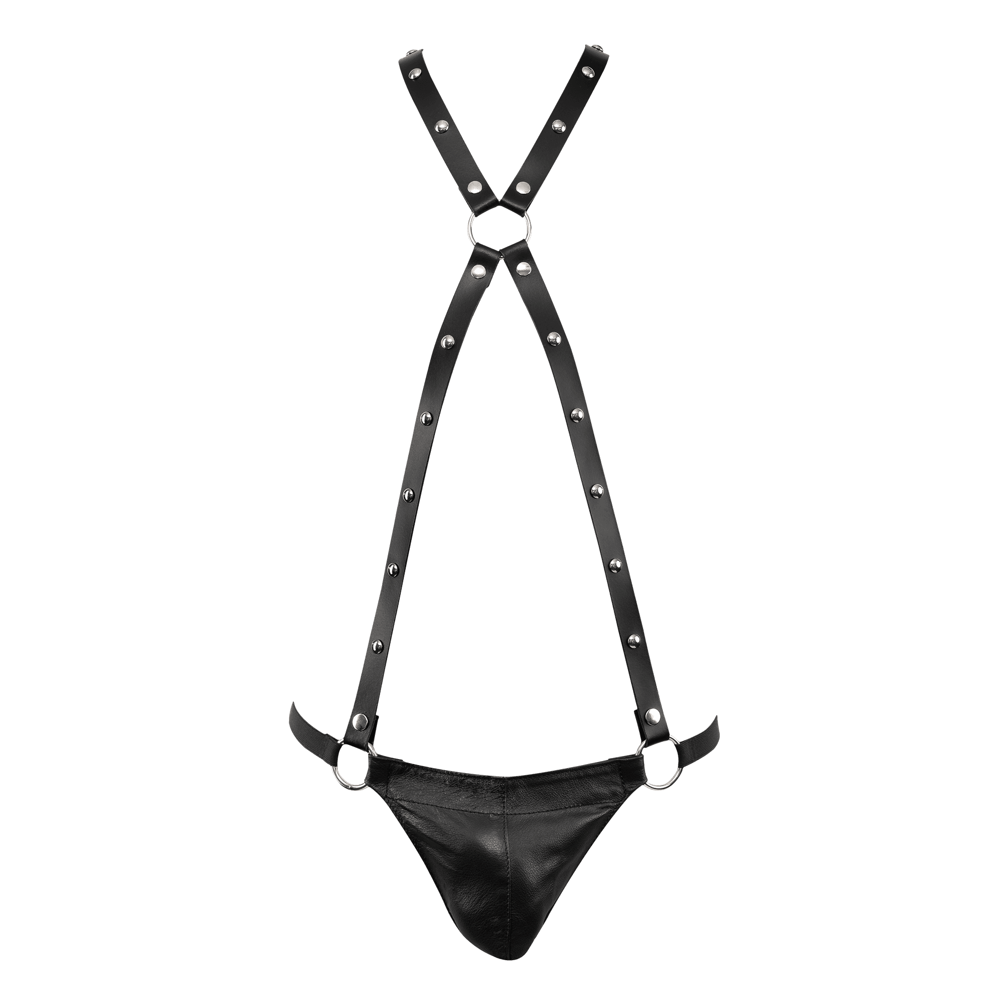 Rimba Bondage Play - Lederen Bodyharnas met Slip - Zwart 4