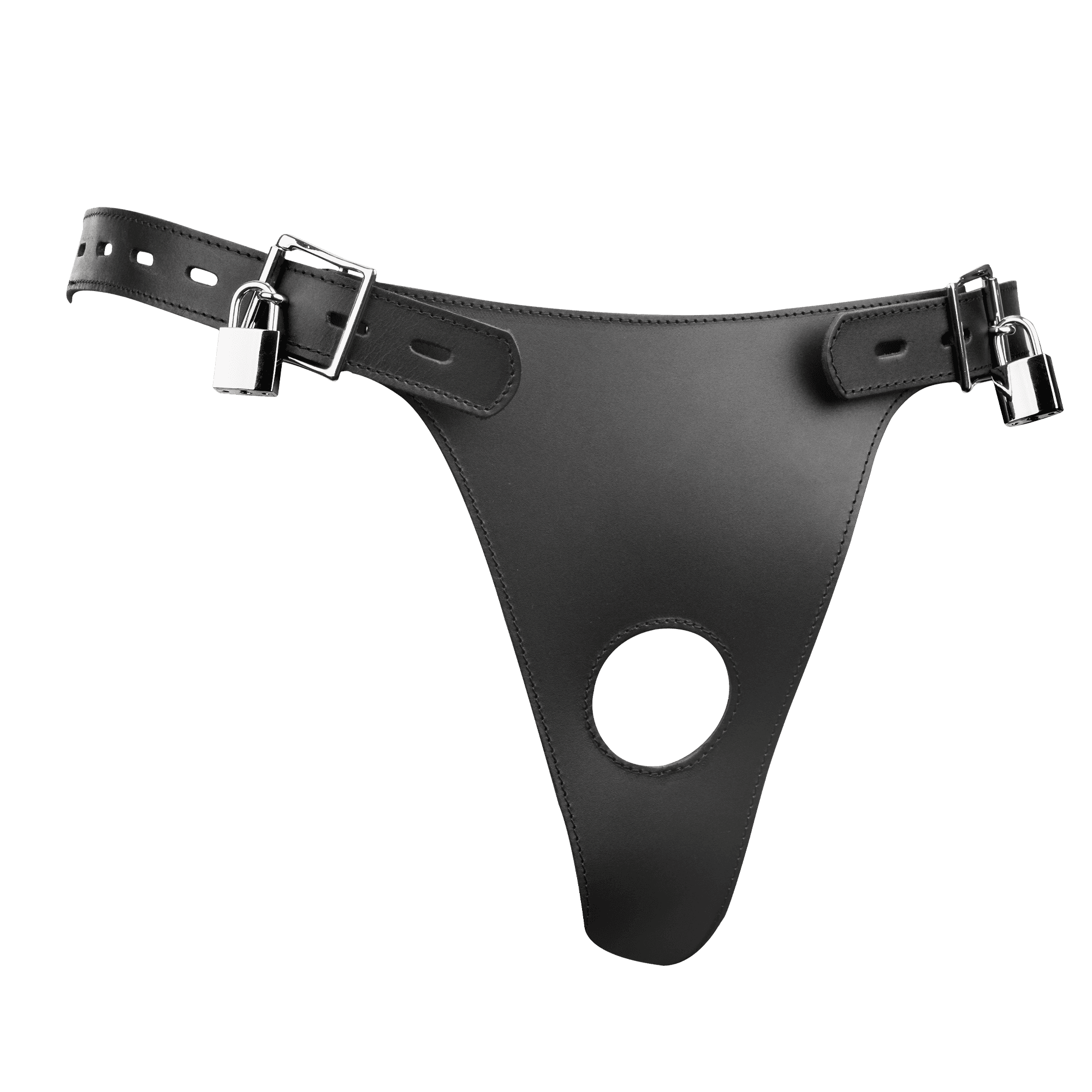 Rimba Bondage Play - Lederen Kuisheidsslip voor Mannen met Opblaasbare Anale Plug - Zwart 7