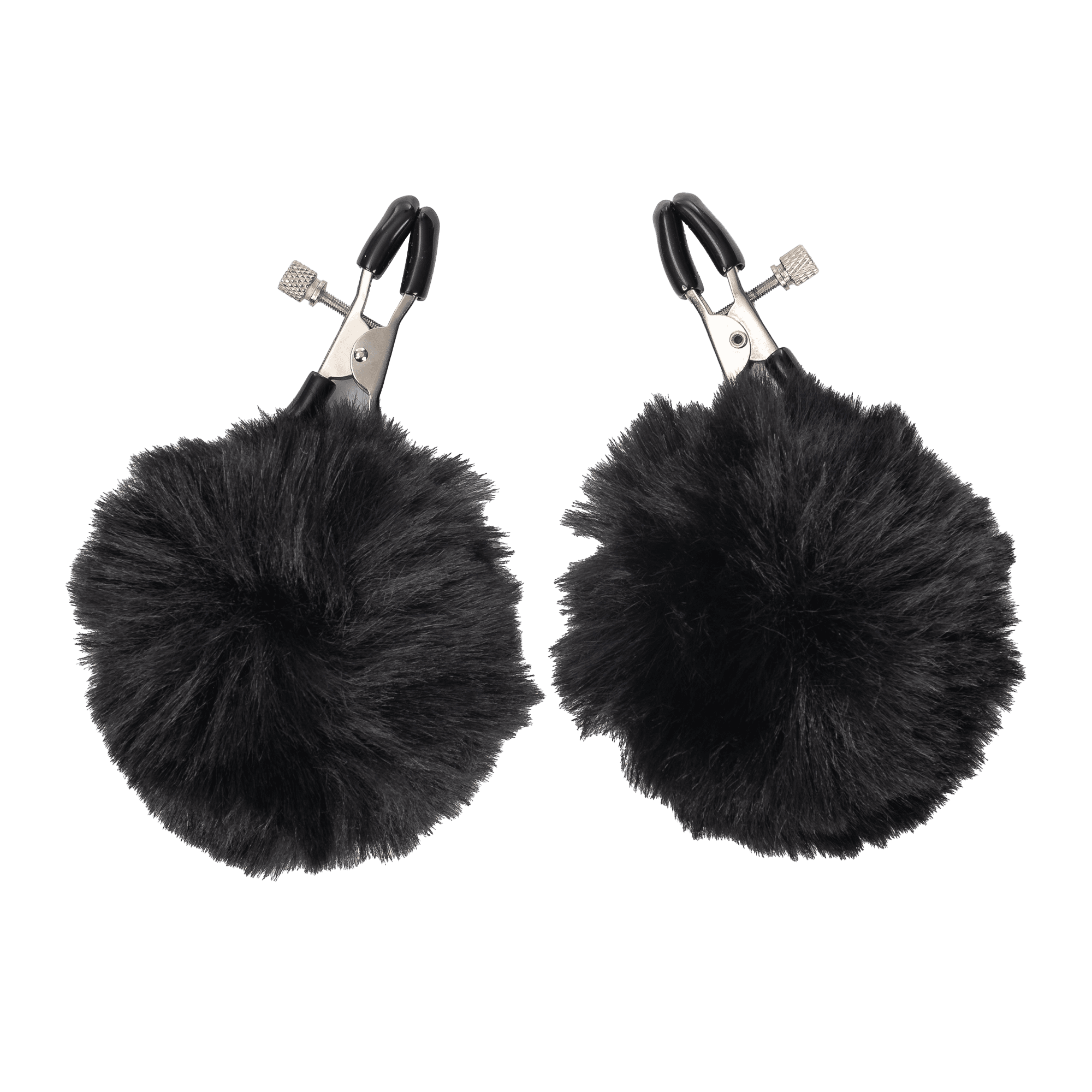 Rimba Bondage Play - Tepelklemmen met pompons - Zwart 3